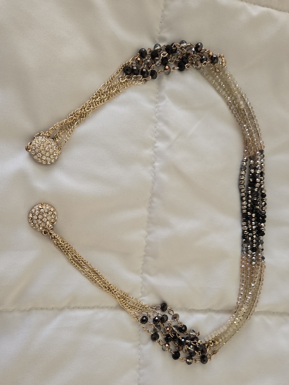 Gold and Black Beaded Multi-Strand Statement Necklace